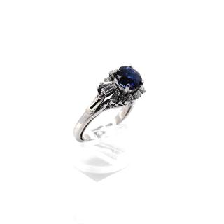 Bague Or Blanc 18k Saphir & Diamants