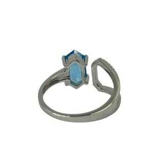 Bague Or Blanc Citrine Bleu