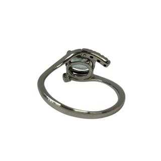 Bague Or Blanc, Diamants et Aigue Marine