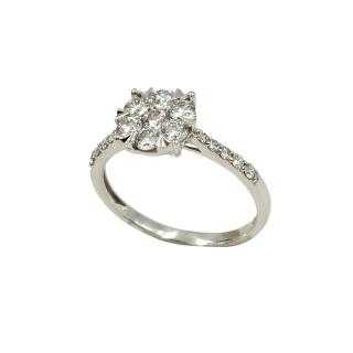 Bague Or Blanc 18 Ct & Diamants