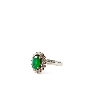 Bague Or Blanc 18k Emeraude & Diamant
