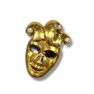 Pendentif masque de Venise or jaune 18ct avec 3 pierres