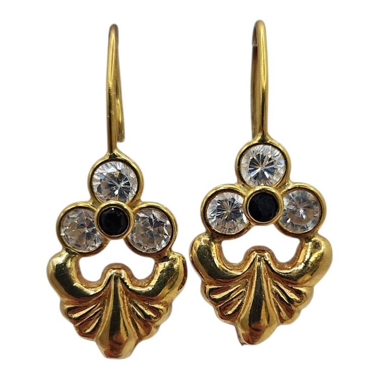 Boucles D'Oreilles Or 18 Ct et Zircons