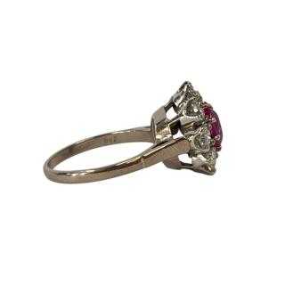 Bague Or Blanc, Saphir Rose et Diamants Vintage